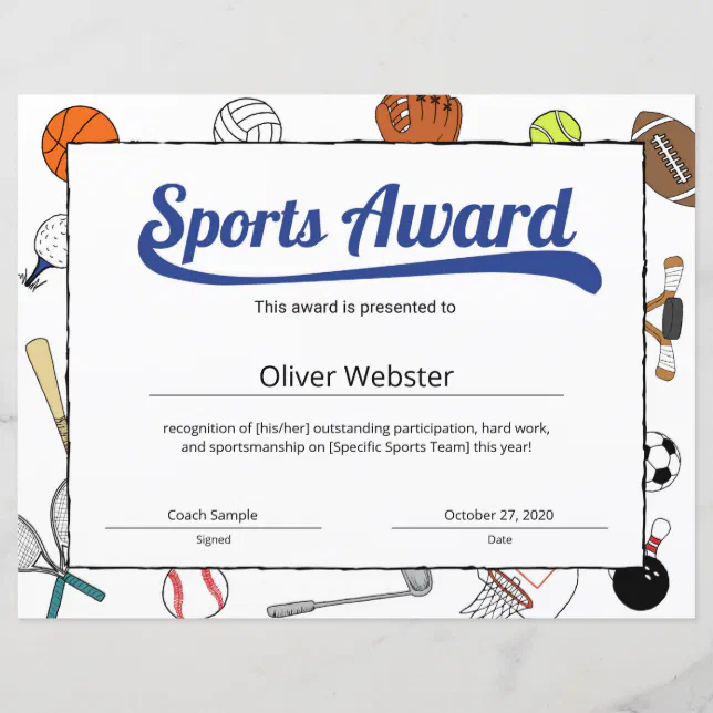 blue-sports-certificate-templates-award-zazzle for Free Printable Parent Participation Certificates Blue Sports Certificate Templates Award | Zazzle for Free Printable Parent Participation Certificates
