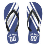 Blue Sports Jersey Custom Name Number Flip Flops at Zazzle