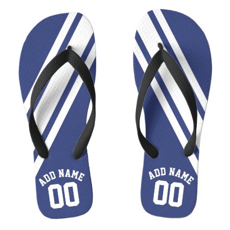 Blue Sports Jersey Custom Name Number Flip Flops