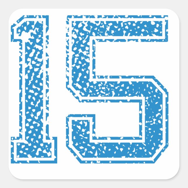 Blue Sports Jerzee Number 15 Square Sticker (Front)