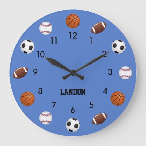 Blue Sports Large Clock
