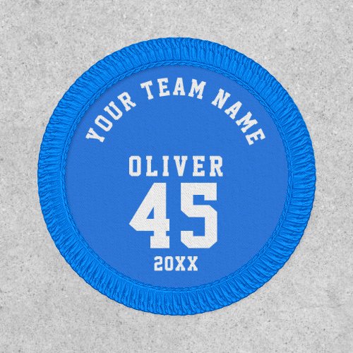 Blue Sports Player Team Name Number Patch