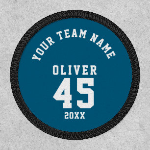 Blue Sports Player Team Name Number Patch
