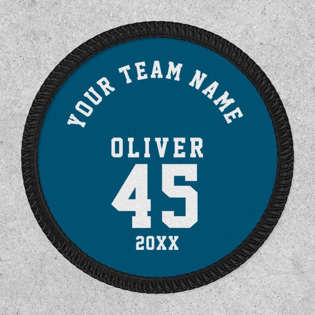 Blue Sports Player Team Name Number Patch (Front)