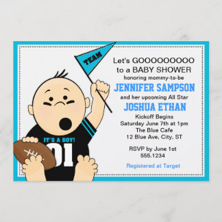 Blue Sports Tailgate Baby Shower Invitations