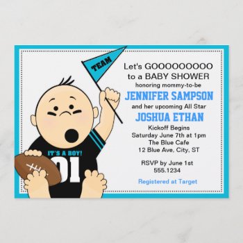 Blue Sports Tailgate Baby Shower Invitations by LittleBeesGraphics at Zazzle