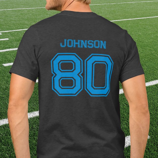 Blue Sports Team Custom Name, Number, Team Black Tri-Blend Shirt (Creator Uploaded)