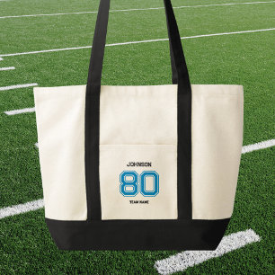 Blue Sports Team Custom Name Player Number Team Tote Bag