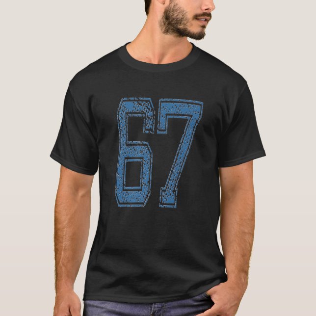 Blue Sports Team Number 67/ No.Sixty-Seven / Year T-Shirt (Front)