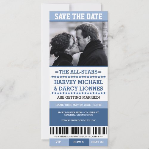 Blue Sports Ticket Save the Date