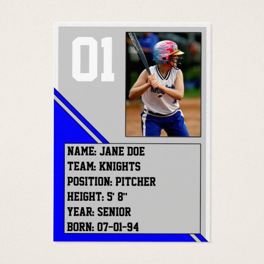 Blue Sports Trading Card Custom Pack (100) (Back)