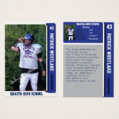 Blue Sports Trading Card w/ Autograph (Front & Back)
