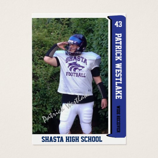 Blue Sports Trading Card w/ Autograph (Front)