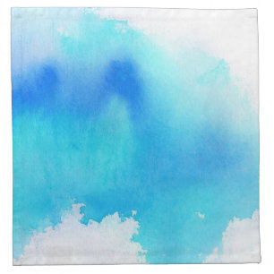 Blue spot, watercolor abstract hand painted cloth napkin