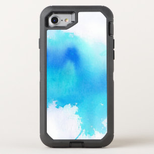Blue spot, watercolor abstract hand painted OtterBox defender iPhone SE/8/7 case