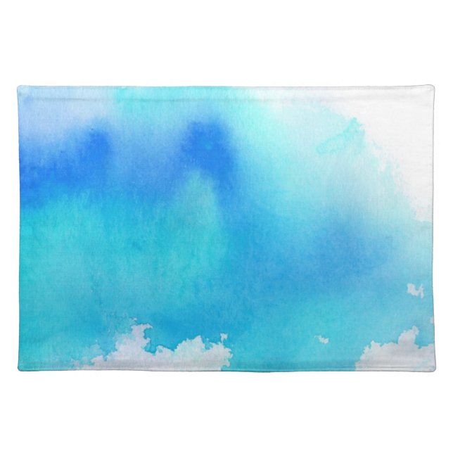 Blue spot, watercolor abstract hand painted placemat (Front)