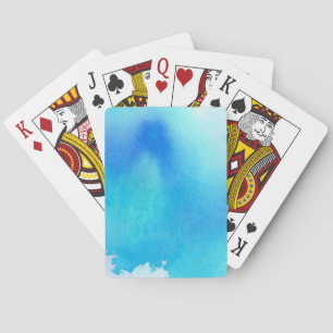 Blue spot, watercolor abstract hand painted poker cards