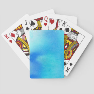Blue spot, watercolor abstract hand painted poker cards