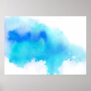 Blue spot, watercolor abstract hand painted poster