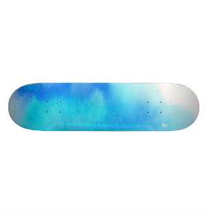 Blue spot, watercolor abstract hand painted skateboard deck