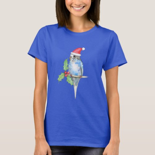  Blue spotted budgerigar christmas style T_Shirt