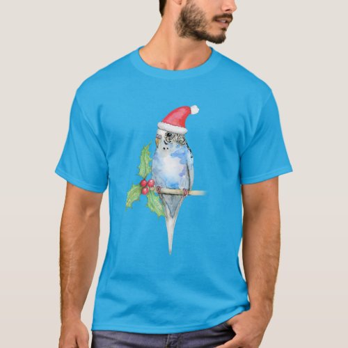  Blue spotted budgerigar christmas style T_Shirt