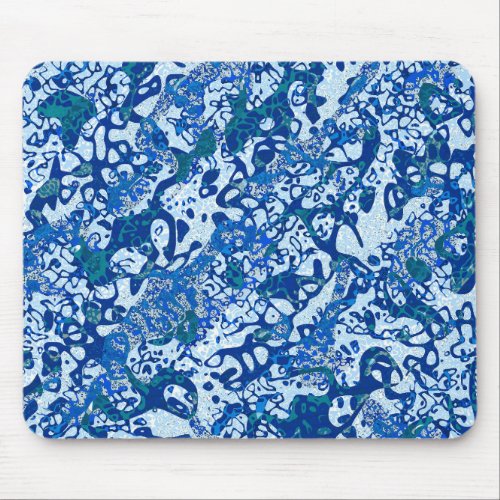 Blue Spotted Graphic Abstraction Mouse Pad