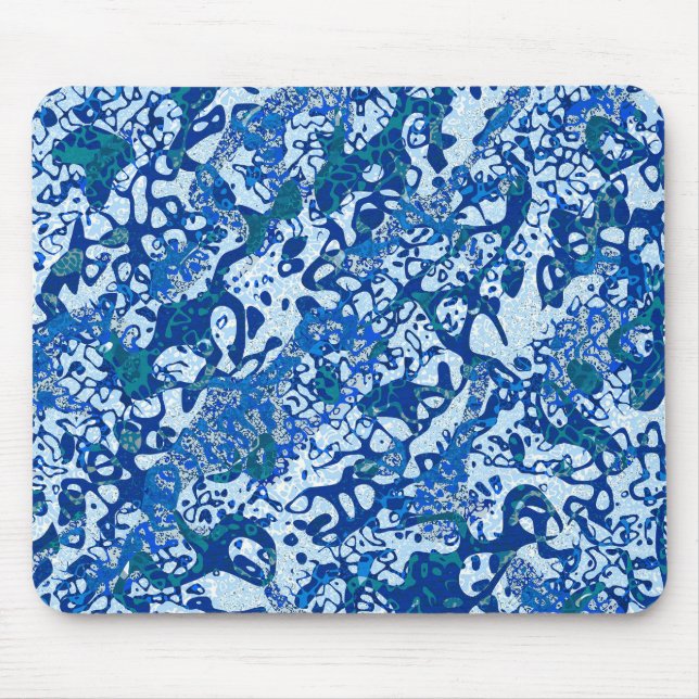 Blue Spotted Graphic Abstraction Mouse Pad (Front)