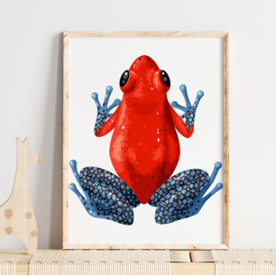 Blue Spotted Red Legged Frog   Digital Print