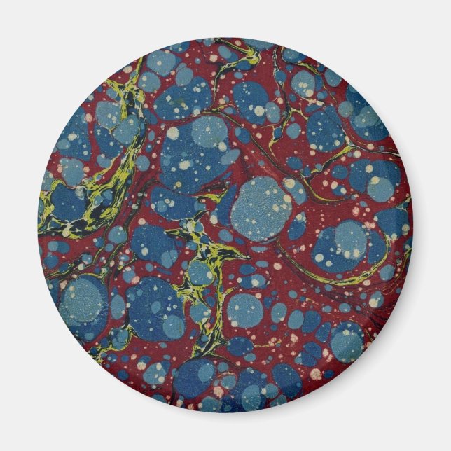 Blue Spotted Red Marbling Magnet (Front)