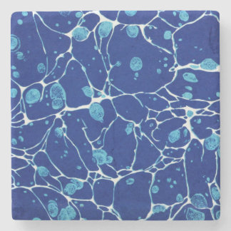 Blue Spotted Vintage Marbling with White Rivers Stone Coaster