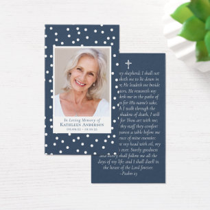 Blue Spotty Photo Memorial Prayer Card