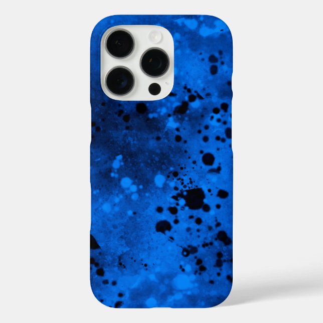 Blue Spray Paint Effect iPhone 16 Case (Back)