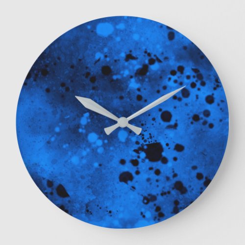 Blue Spray Paint Splatter Effect Wall Clock