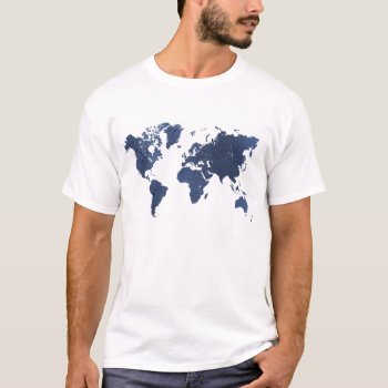 Blue Spray Painting World Map T-shirt by Hakonart at Zazzle
