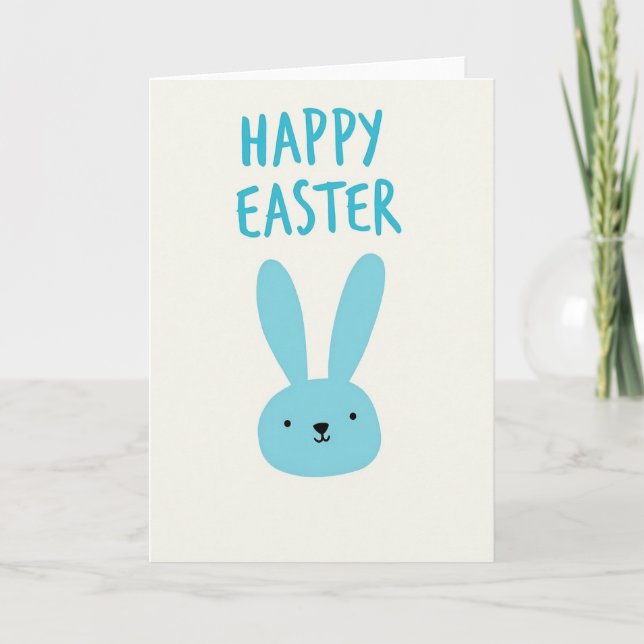 Blue Spring Animal Easter Card (Front)