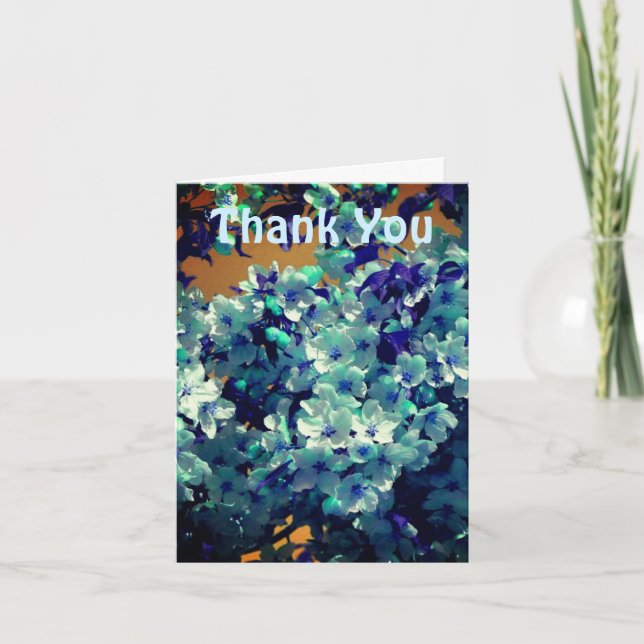 Blue Spring Blossoms Floral Thank You Card (Front)