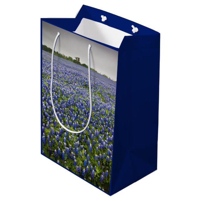 Blue Spring Bluebonnet Field Texas State Flower Medium Gift Bag (Back Angled)