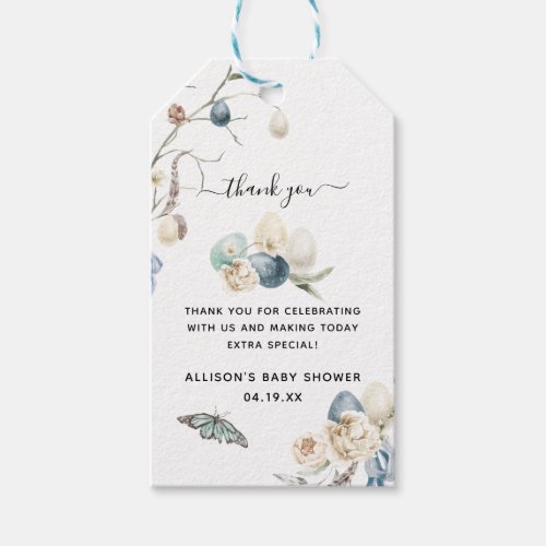 Blue Spring Easter  Baby Shower Thank You Gift Tags