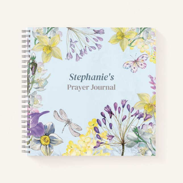 Blue Spring Floral Watercolor Prayer Journal (Front)