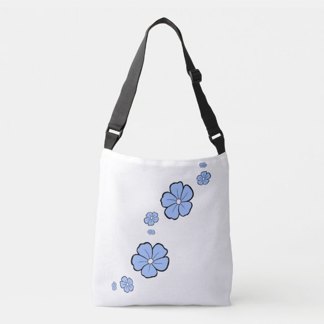 Blue Spring Flowers Cross Body Tote Bag (Front)