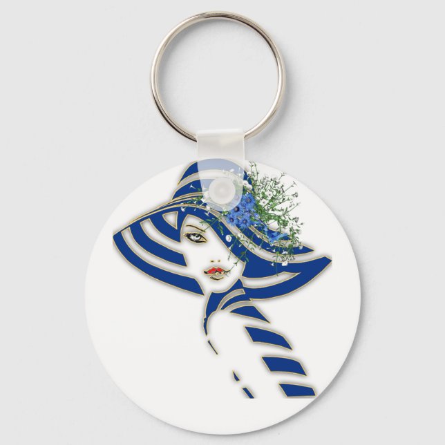 Blue Spring Flowers Wedding gifts Keychain (Front)
