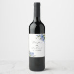 Blue Spring Flowers Wedding Wine Label<br><div class="desc">Elegant floral wedding wine bottle label featuring watercolor illustration of blue peony flowers with greenery. Perfect for a spring or summer event.</div>
