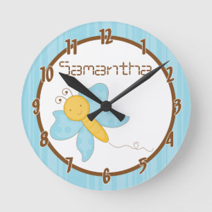 Blue Spring Time Butterfly Personalized Clock