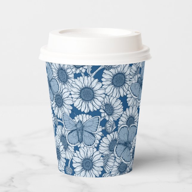 Blue spring, wild flowers, daisies paper cups (Front)