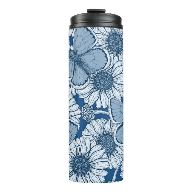 Blue spring, wild flowers, daisies thermal tumbler (Front)