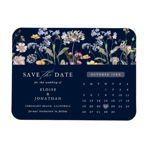 Blue Spring Wildflower Meadow  Save the Date Magnet