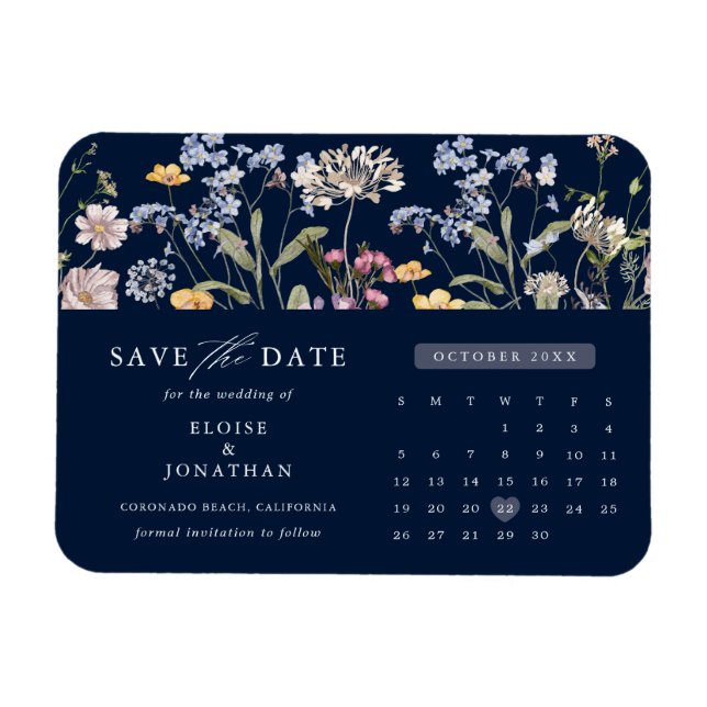 Blue Spring Wildflower Meadow  Save the Date Magnet (Horizontal)