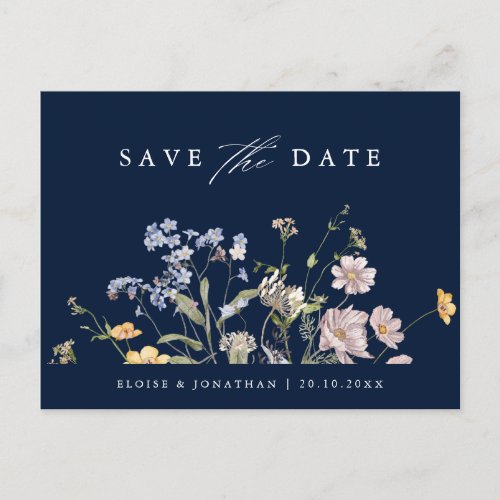 Blue Spring Wildflower Meadow  Save the Date Postcard
