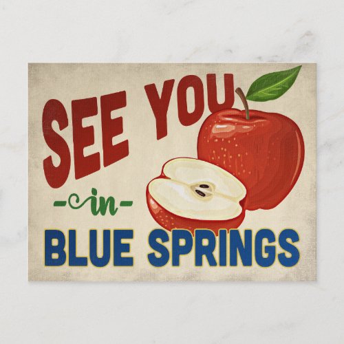 Blue Springs Missouri Apple _ Vintage Travel Postcard